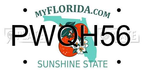 PWQH56 Florida License Plate