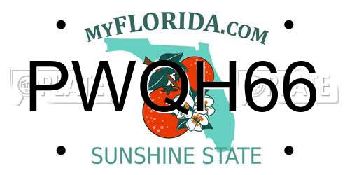 PWQH66 Florida License Plate