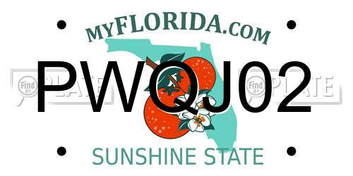 PWQJ02 Florida License Plate