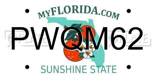 PWQM62 Florida License Plate
