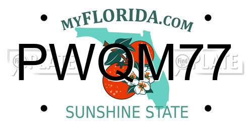 PWQM77 Florida License Plate