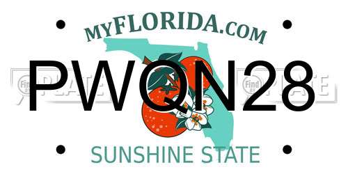 PWQN28 Florida License Plate