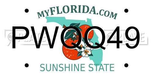 PWQQ49 Florida License Plate