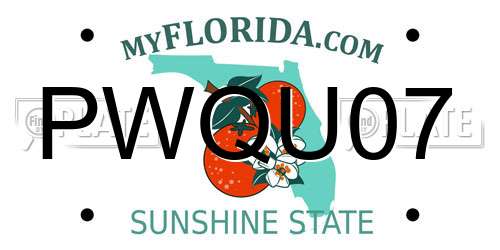 PWQU07 Florida License Plate