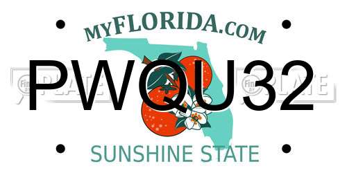 PWQU32 Florida License Plate