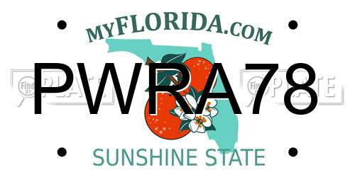 PWRA78 Florida License Plate
