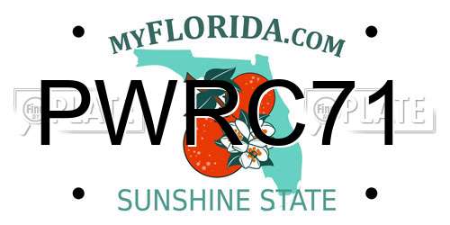 PWRC71 Florida License Plate