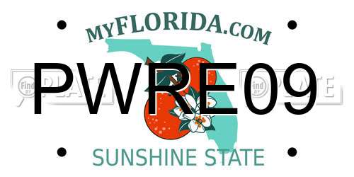PWRE09 Florida License Plate