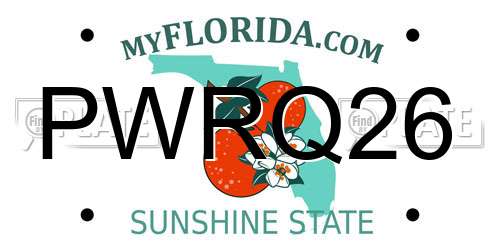 PWRQ26 Florida License Plate