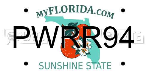 PWRR94 Florida License Plate