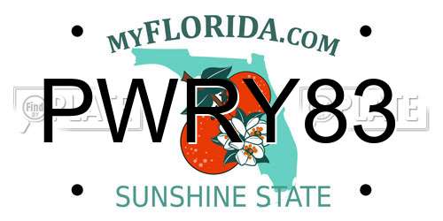 PWRY83 Florida License Plate