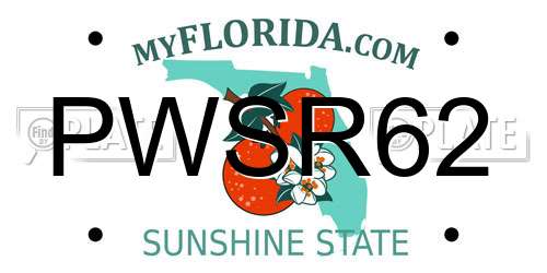 PWSR62 Florida License Plate