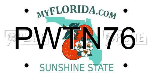 PWTN76 Florida License Plate