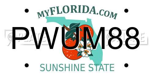 PWUM88 Florida License Plate