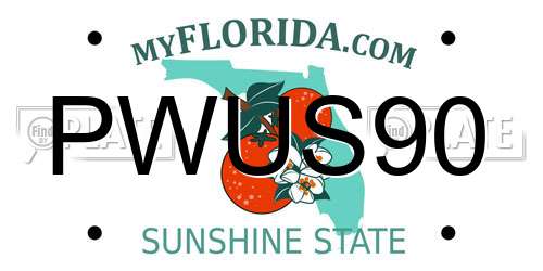 PWUS90 Florida License Plate