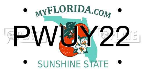 PWUY22 Florida License Plate