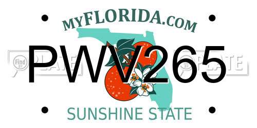 PWV265 Florida License Plate