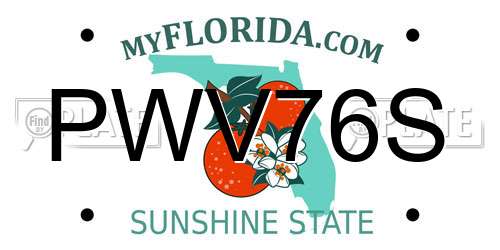 PWV76S Florida License Plate