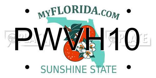 PWVH10 Florida License Plate