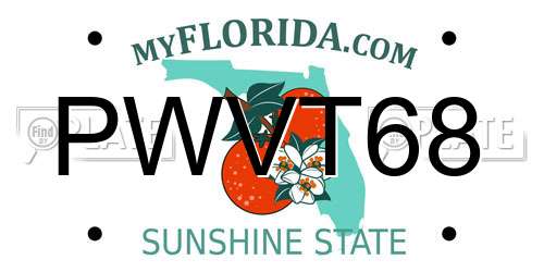 PWVT68 Florida License Plate