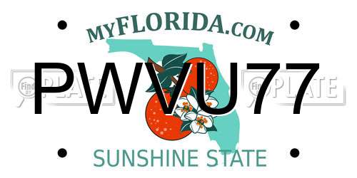 PWVU77 Florida License Plate