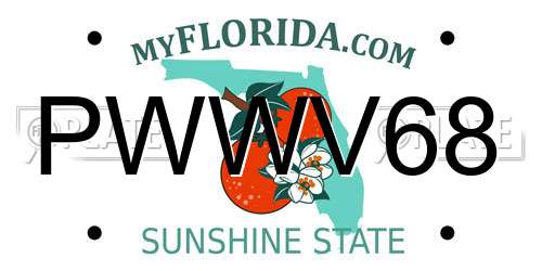 PWWV68 Florida License Plate