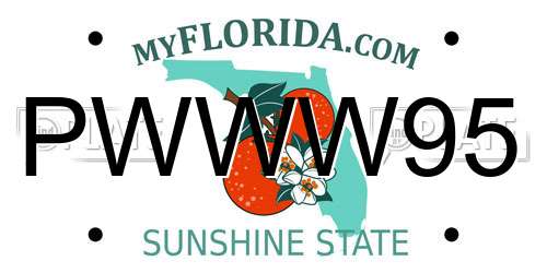 PWWW95 Florida License Plate