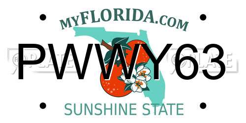 PWWY63 Florida License Plate