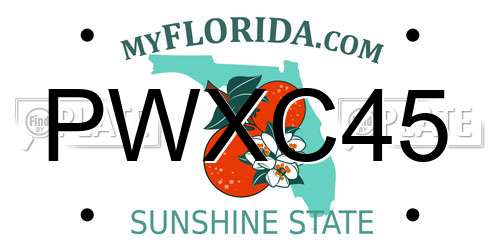 PWXC45 Florida License Plate
