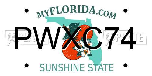 PWXC74 Florida License Plate