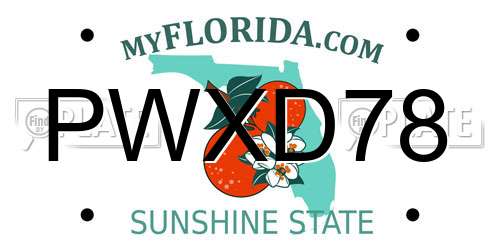 PWXD78 Florida License Plate