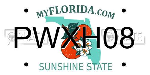 PWXH08 Florida License Plate