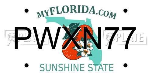 PWXN77 Florida License Plate