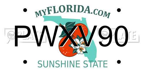PWXV90 Florida License Plate