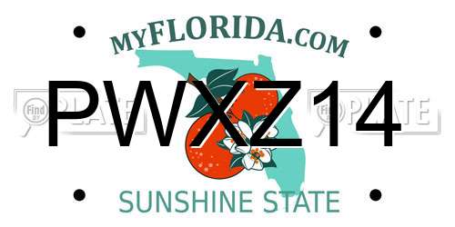 PWXZ14 Florida License Plate