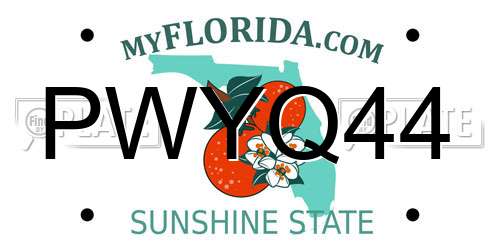 PWYQ44 Florida License Plate