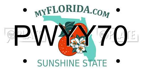 PWYY70 Florida License Plate