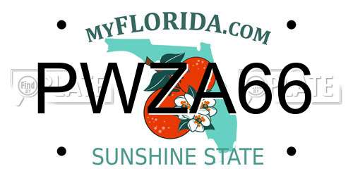 PWZA66 Florida License Plate
