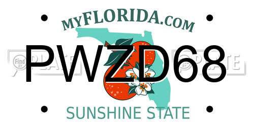 PWZD68 Florida License Plate