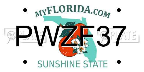 PWZF37 Florida License Plate