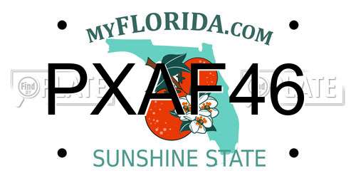 PXAF46 Florida License Plate