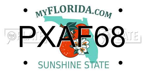 PXAF68 Florida License Plate