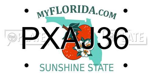 PXAJ36 Florida License Plate