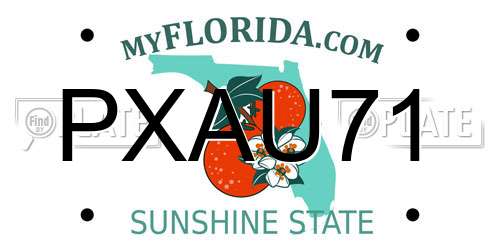 PXAU71 Florida License Plate