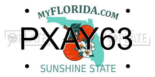 PXAY63 Florida License Plate