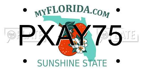 PXAY75 Florida License Plate
