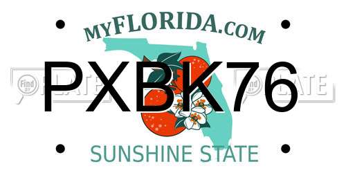 PXBK76 Florida License Plate