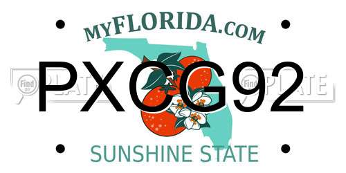 PXCG92 Florida License Plate
