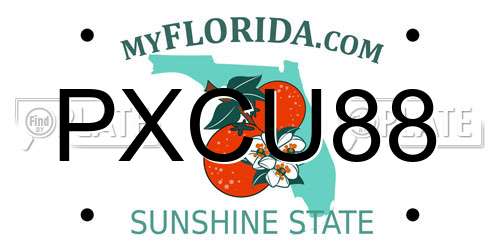PXCU88 Florida License Plate