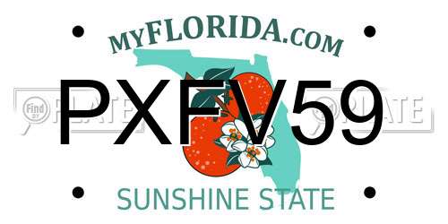 PXFV59 Florida License Plate